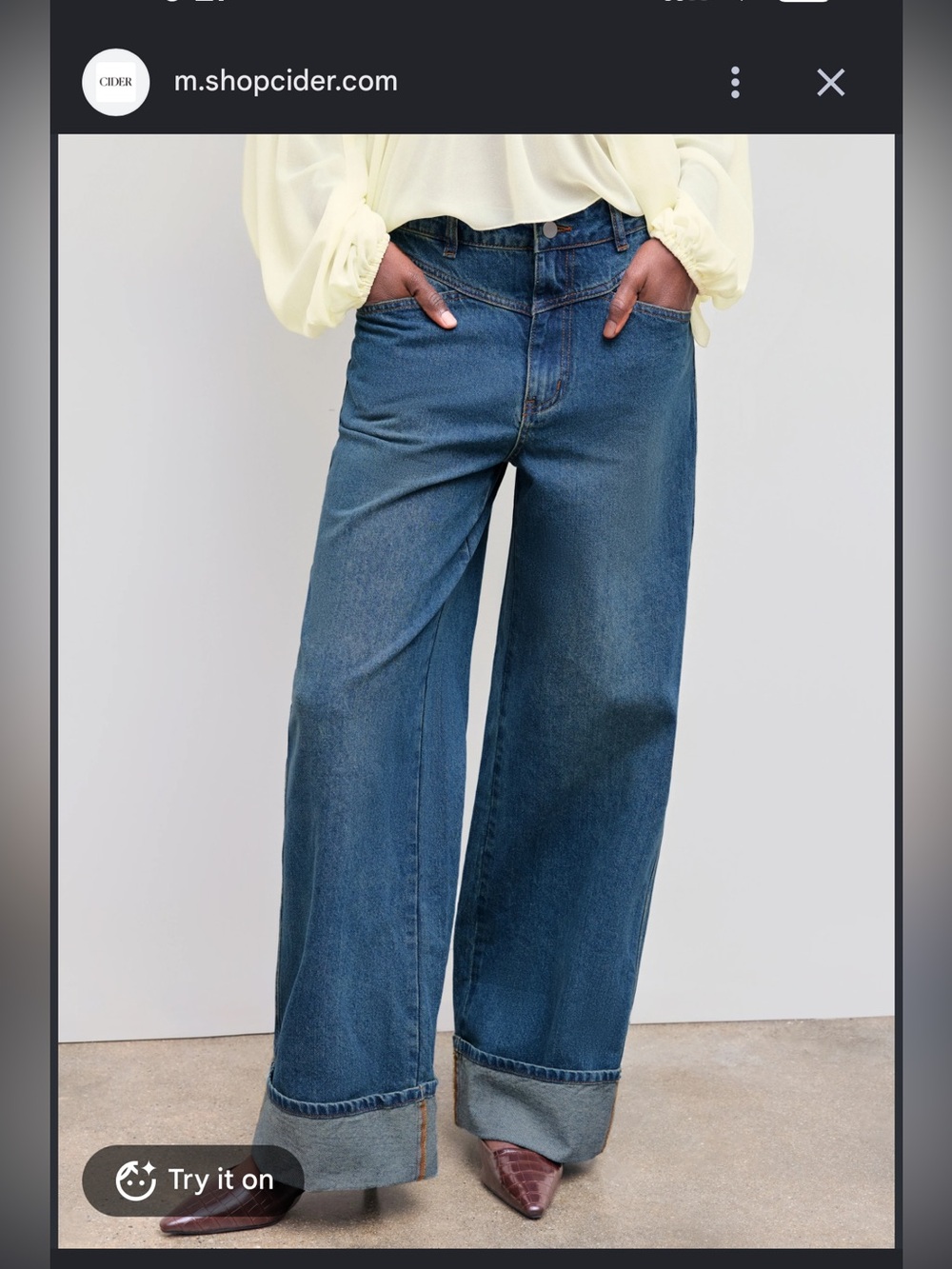 Cider Wide-Leg High-Rise Jeans in Classic Blue